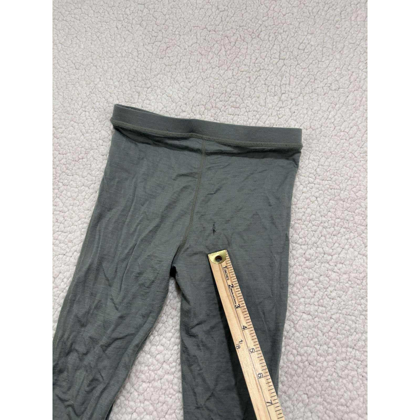 Woolino 100% Wool Leggings Base Layer Pants Kids Youth Size 8 Green Warm Boys — image 2 of 6